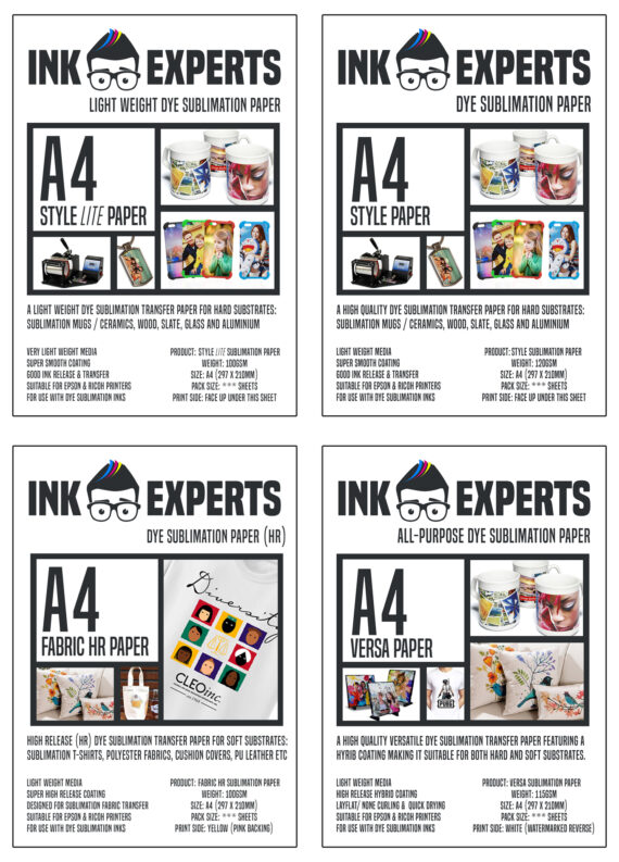 Papier Sublimation A4 Ink Experts - 100 Feuilles Pour Mugs Et Surfaces Dures - 120 G/m² - Séchage Instantané