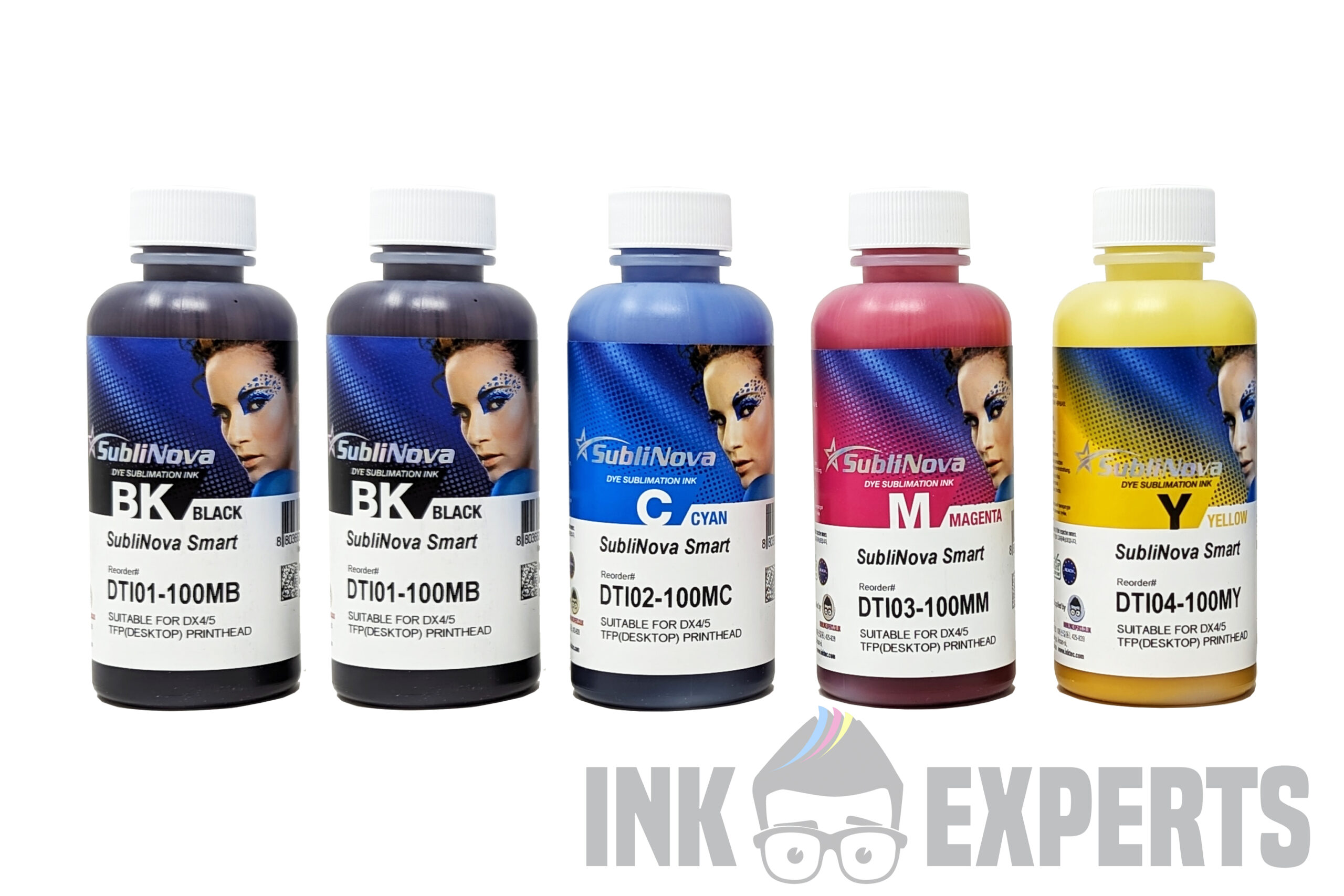 Inktec Sublinova Smart Dye Sublimation Ink Set 4 Colour (Set of 5 Inc. 2 x  BK) for EPSON