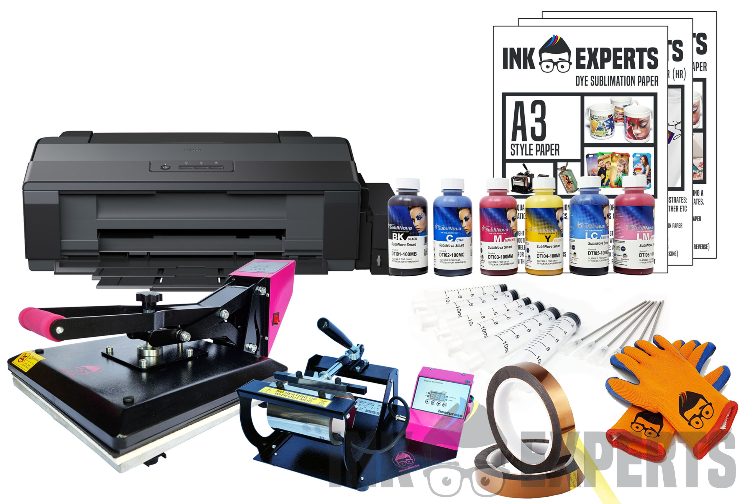 EcoTank Sublimation Printer Bundle: Printer with Sublimation Ink + Paper 