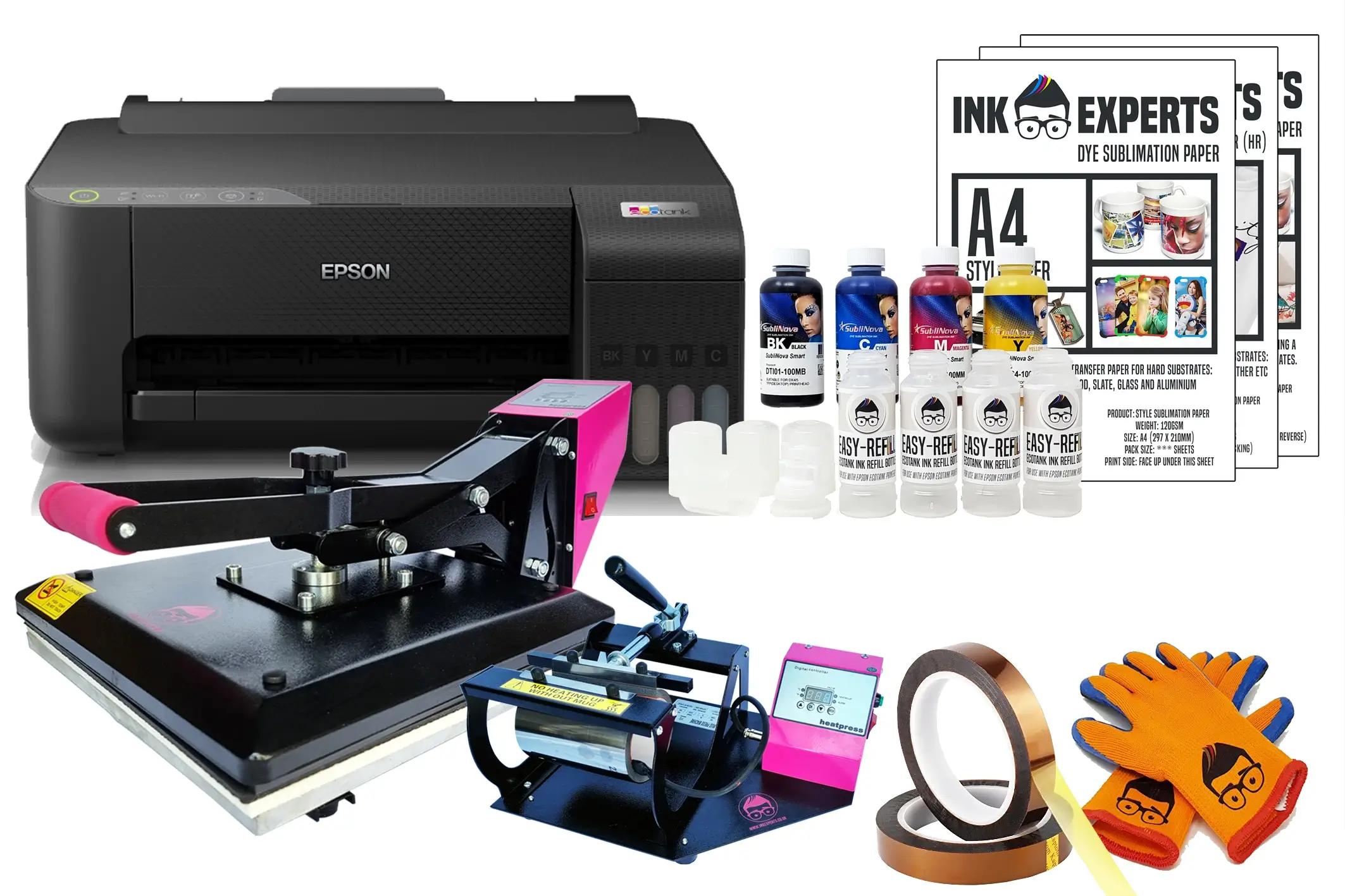 COMPLETE A4 SUBLIMATION PRINTER & HEAT PRESS STARTER BUNDLE